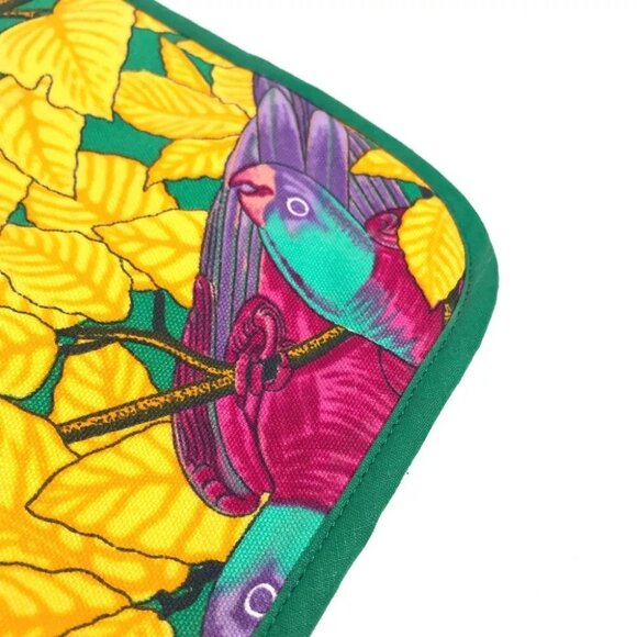 HERMES vintage Bird pattern Hand Towels Interior towel cotton Green/yellow - Picture 3 of 8